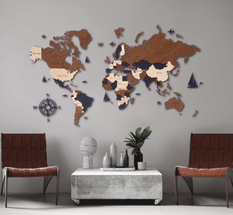 Wybierz się w podróż z drewnianą mapą świata